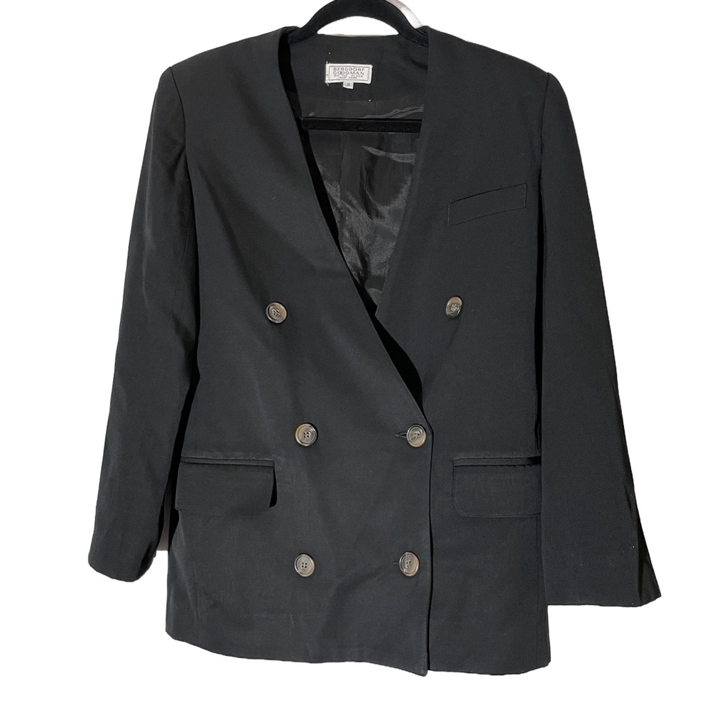 BERGDORF GOODMAN black 80s blazer jacket, on the plaza NEW YORK, Size US 4